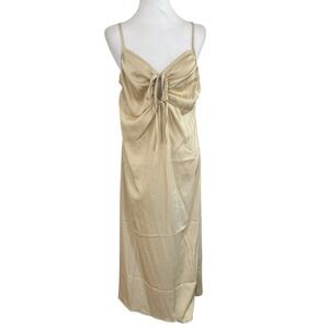 Shein Gold Satin Maxi Dress SZ L